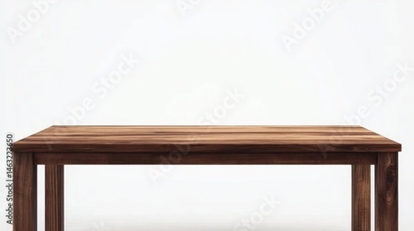 Fototapeta Empty Brown Wooden Table on White Backdrop, mockup , display