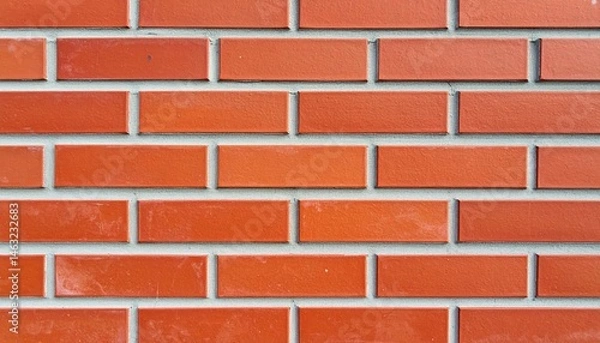 Fototapeta A close-up of a red brick wall, showcasing the texture and pattern of the bricks arranged in a neat, uniform manner