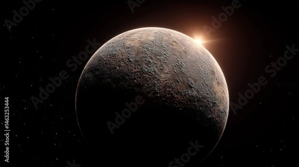 Fototapeta Realistic view of a single planet in deep space