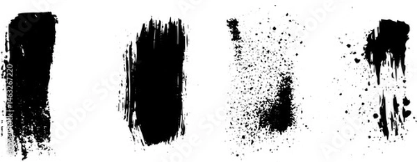 Fototapeta Grunge Ink Texture Vector Set, Dripping Paint, Splatter Dispersion & Brush Stroke Effects for Abstract Art