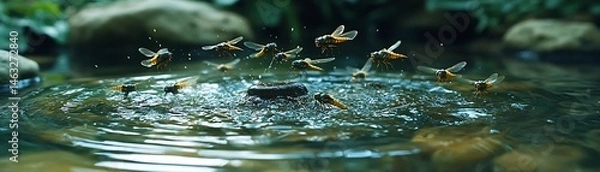 Fototapeta Insects Splashing in Water