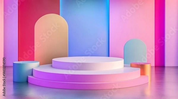 Fototapeta Abstract 3D podium display with vibrant colors