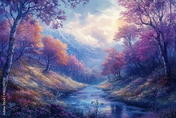 Obraz Serene mountain stream valley