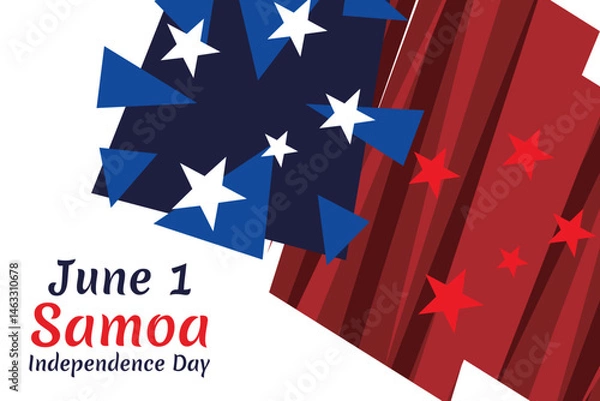 Fototapeta June 1, Independence Day of Samoa vector illustration. Suitable for greeting card, poster and banner.