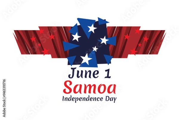 Fototapeta June 1, Independence Day of Samoa vector illustration. Suitable for greeting card, poster and banner.