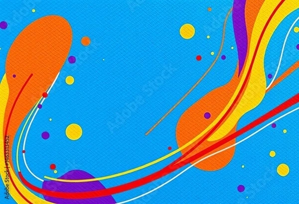 Fototapeta Abstract blue textured background with vibrant colorful shapes and dynamic lines, covers, pattern