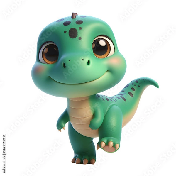 Fototapeta Cute 3D dinosaur isolated on white background