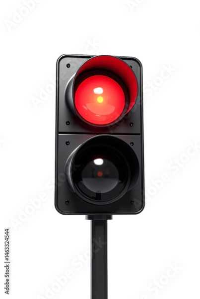 Obraz Close up red traffic light isolated on transparent background cutout