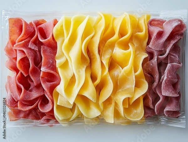 Obraz Colorful Dried Pasta Assortment in Packaging Red Yellow and Orange Flavors