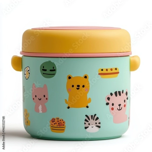 Fototapeta Cute and Colorful Food Container with Cartoon Animal Designs