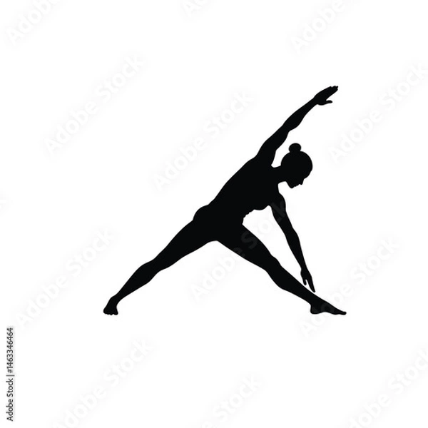 Obraz Silhouette of a woman performing a yoga pose balancing in a stretching position