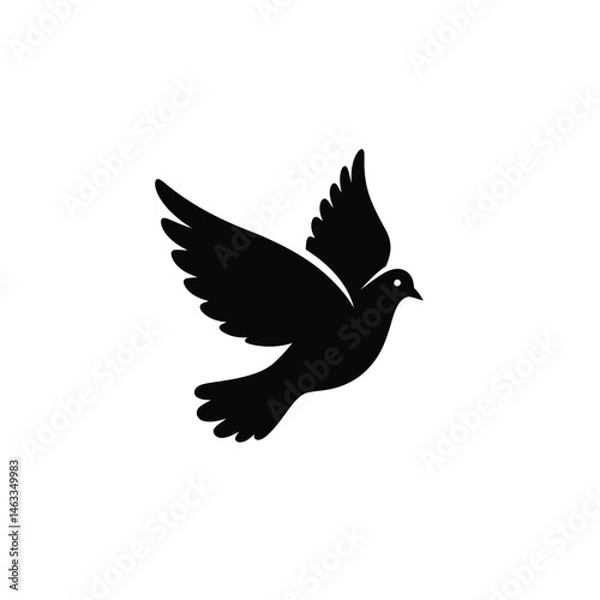 Fototapeta Silhouette of a flying dove peace symbol vector graphic on a white background