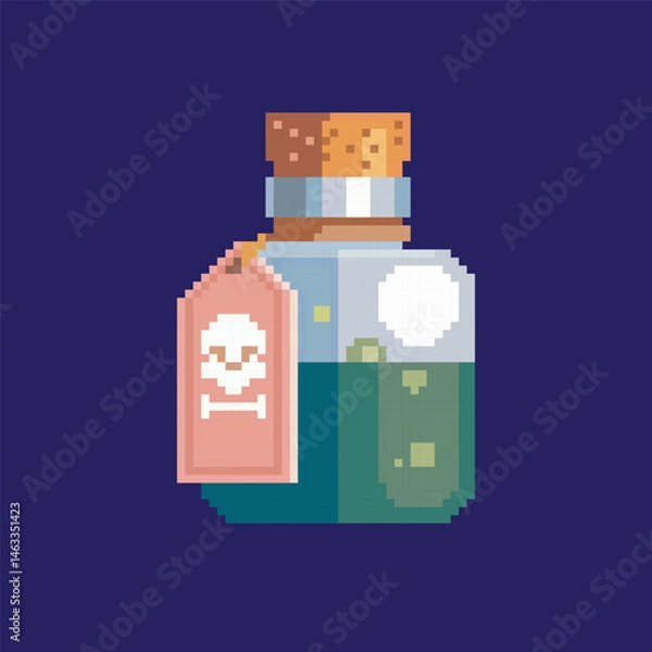 Obraz poison bottle pixel art, vector illustration on isolated background.
