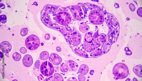 Fototapeta Microscopic Image of Hydatid Cysts: Echinococcus Granulosus Diagnosis