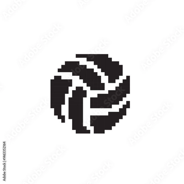 Obraz volleyball pixel art, vector illustration on isolated background.