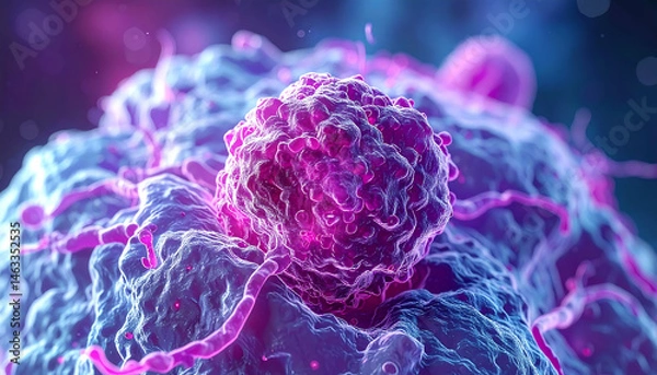 Fototapeta Microscopic View of Cancer Cell:  Stunning 3D Render of Cellular Structure