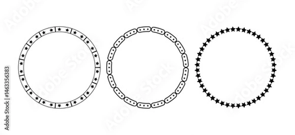 Fototapeta  Round Frame Made with Star Elements Vector Design Set