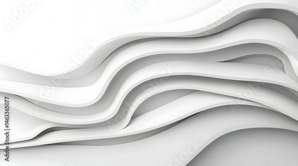 Fototapeta Abstract White Waves Texture Background with Smooth Curves and Flowing Lines for Design