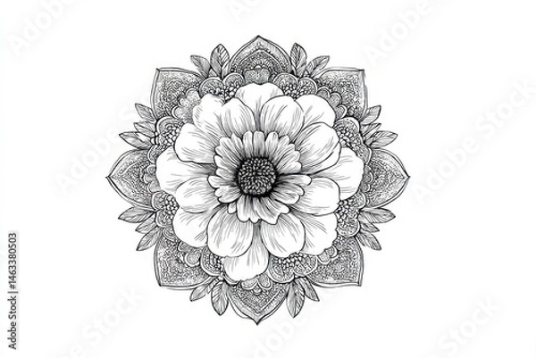 Obraz Intricate monochrome floral mandala design.