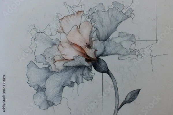 Obraz Delicate, detailed drawing of a flower, rendered with soft tones.