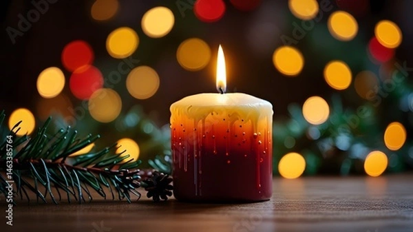 Fototapeta Festive glow christmas candles and ornaments Created with Generative AI technology
