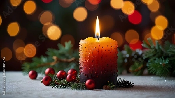 Fototapeta Festive glow christmas candles and ornaments Created with Generative AI technology