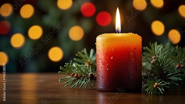 Fototapeta Festive glow christmas candles and ornaments Created with Generative AI technology