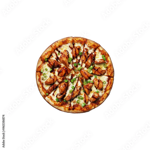 Fototapeta Delicious Teriyaki Chicken Pizza with Green Onions, Isolated on Transparent Background - High-Resolution Image Perfect for Menu Design, Food Blogs, and Culinary Websites