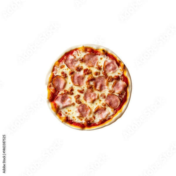 Fototapeta Delicious Ham and Cheese Pizza with Tomato Sauce, Isolated on Transparent Background – Perfect for Menu Design and Food Advertising