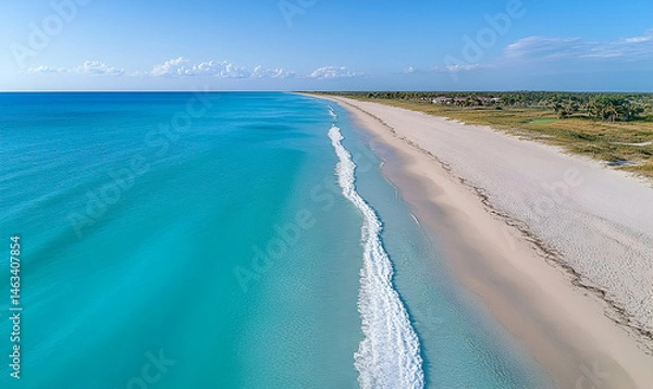 Obraz Aerial View of a Pristine Beach with Turquoise Water and White Sand