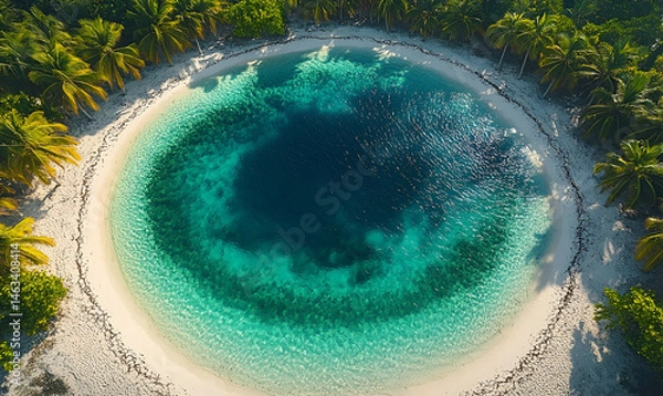 Obraz Aerial View of a Turquoise Lagoon on a Tropical Island