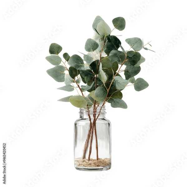 Fototapeta Eucalyptus Branches in a Clear Glass Vase - Minimalist Home Decor