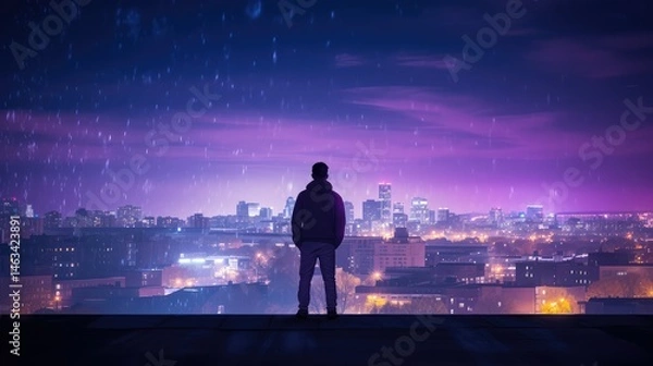 Fototapeta nightscape purple bokeh background