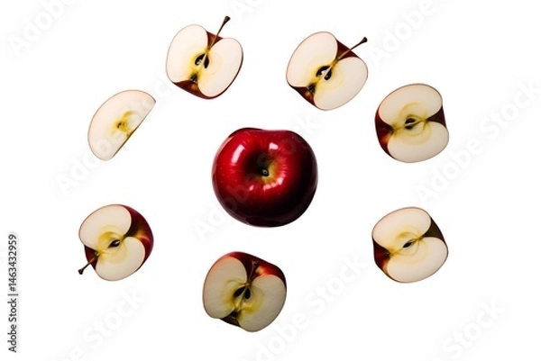 Fototapeta apple and slices  isolated at transparent background