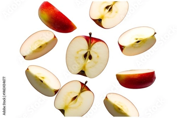 Fototapeta apple and slices  isolated at transparent background