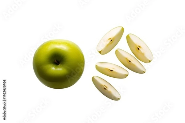 Fototapeta apple and slices  isolated at transparent background