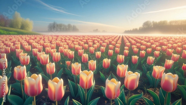 Obraz field of tulips in spring