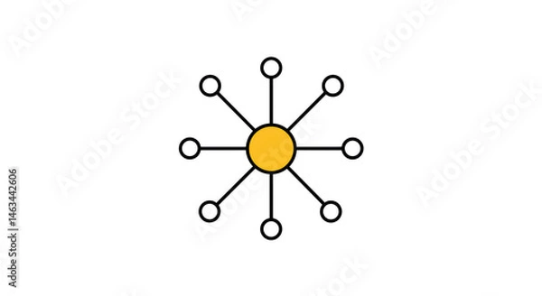 Fototapeta Network Connection: Central Node with Peripheral Links