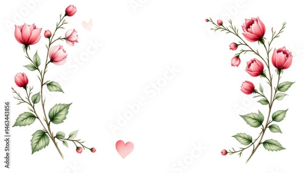 Fototapeta Vibrant pink floral pattern on green, a cheerful design for spring and summer 