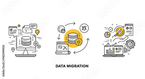 Obraz Data Migration Process: Digital Transformation Illustration