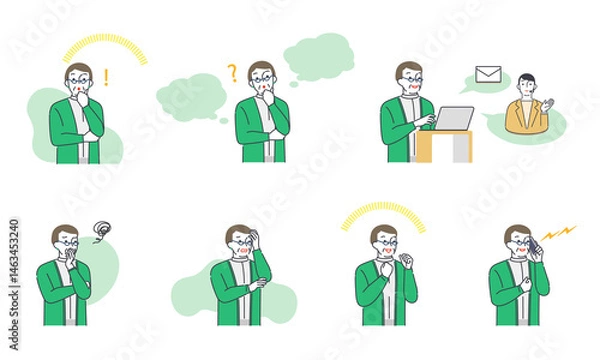 Obraz 問い合わせをするシニア女性の一連の表情