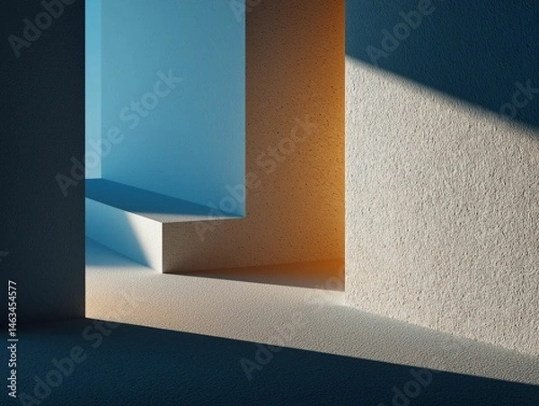 Obraz AI-generated abstract architectural interior with geometric shapes and contrasting light and shadows