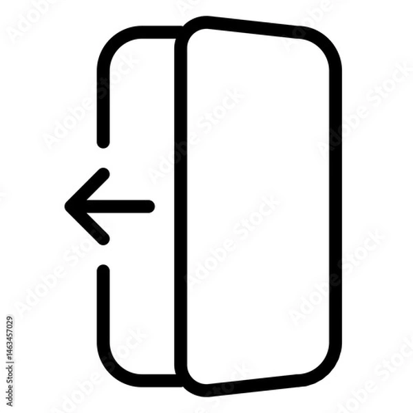 Fototapeta Outline icon of a doorway with an arrow pointing outward, indicating an exit.