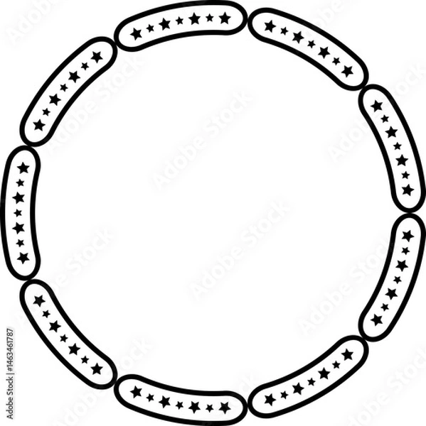 Fototapeta star round circle border frame vector isolated on white 
