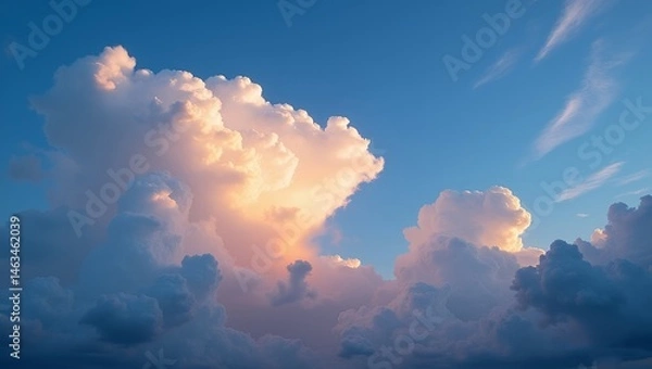 Fototapeta photograph of a dramatic sky filled with towering cumulus clouds