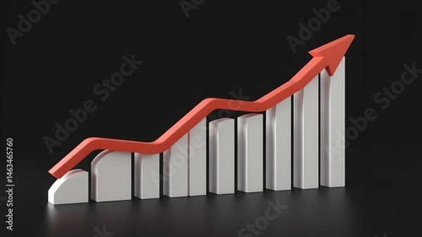 Fototapeta 3D Business Graph with Arrow Growth Element