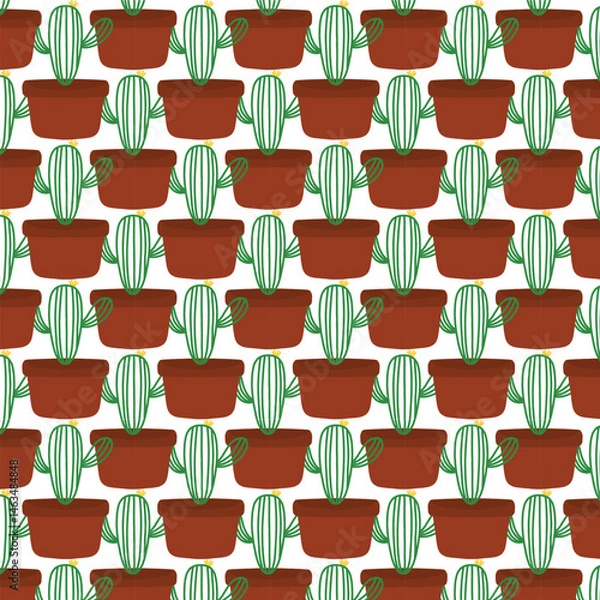 Obraz a cactus and pot pattern doodle design