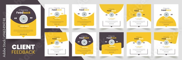 Fototapeta Customer feedback testimonial social media post web banner template Bundle. Customer feedback review or testimonial social media post design	