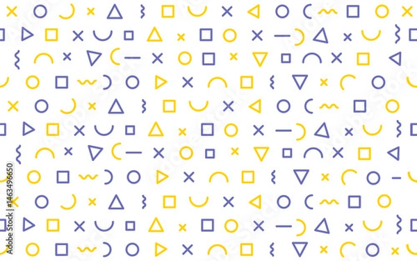 Obraz Memphis geometric Vector pattern with blue and yellow. Illustration vector 10 eps.