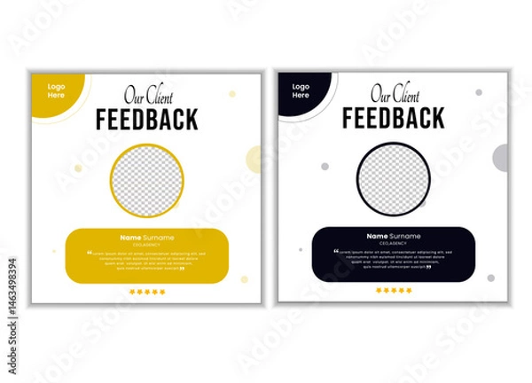 Obraz Client testimonial or client feedback vector design template,Client testimonial social media post web banner template.